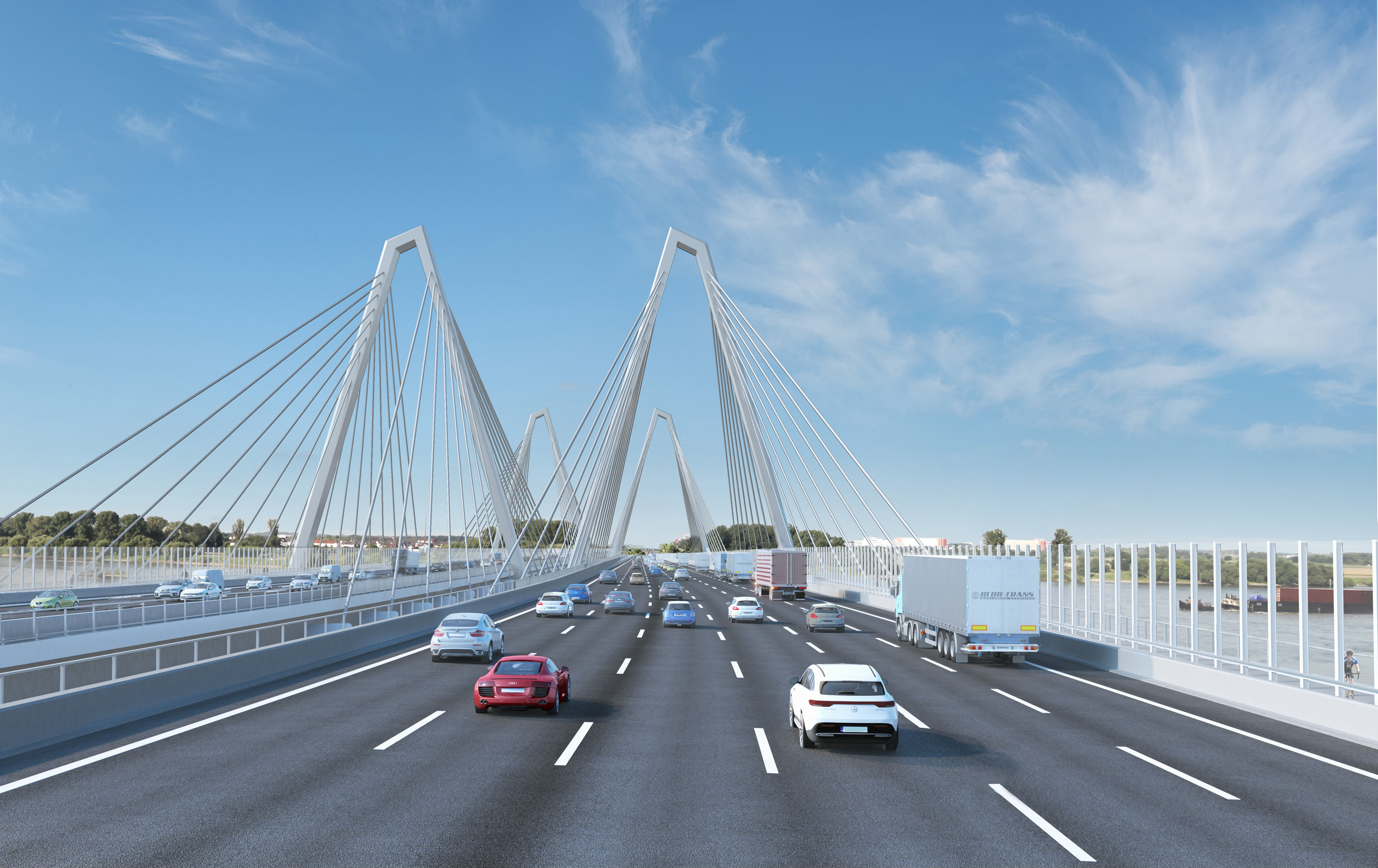 Neue Rheinbrücke aus Autofahrerperspektive